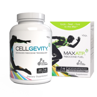 Image of a bottle of Cellgevity and a box of MaxATP